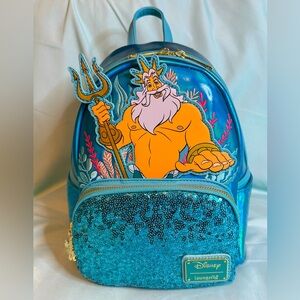 Loungefly x Disney The Little Mermaid King Triton Sequin Backpack